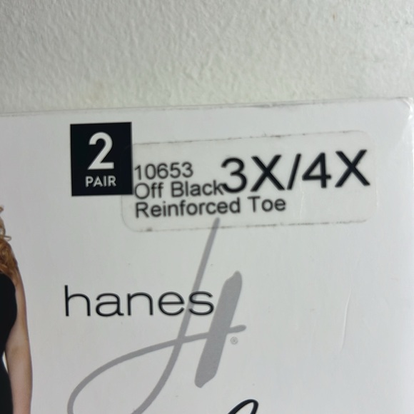 NEW IN BOX Hanes Curvy Comfort Control Top Day Sheer Off Black Pantyhose 3X/4X - Picture 3 of 4